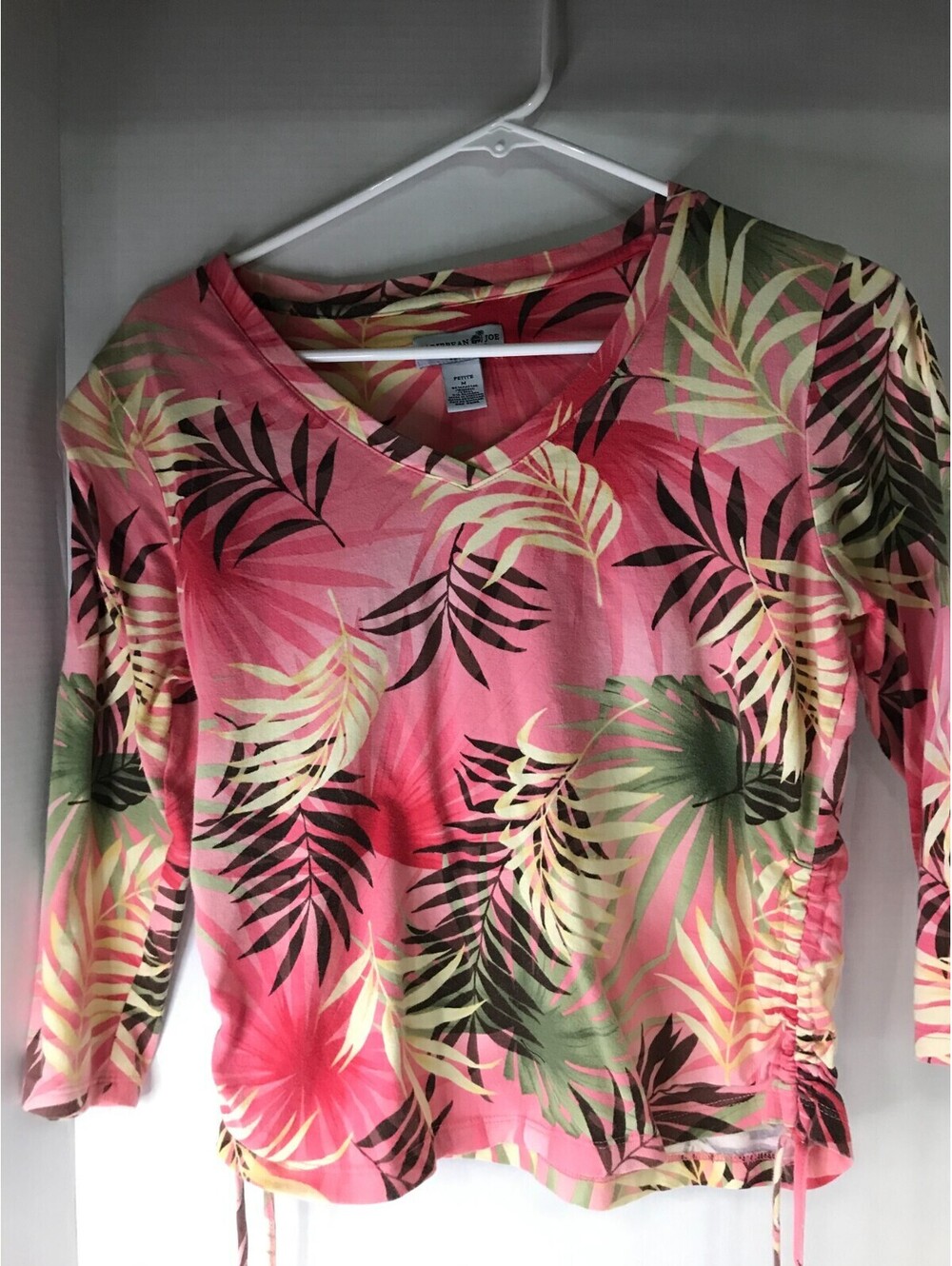 carribean joe top Womens Large floral purple pullover stretch cotton